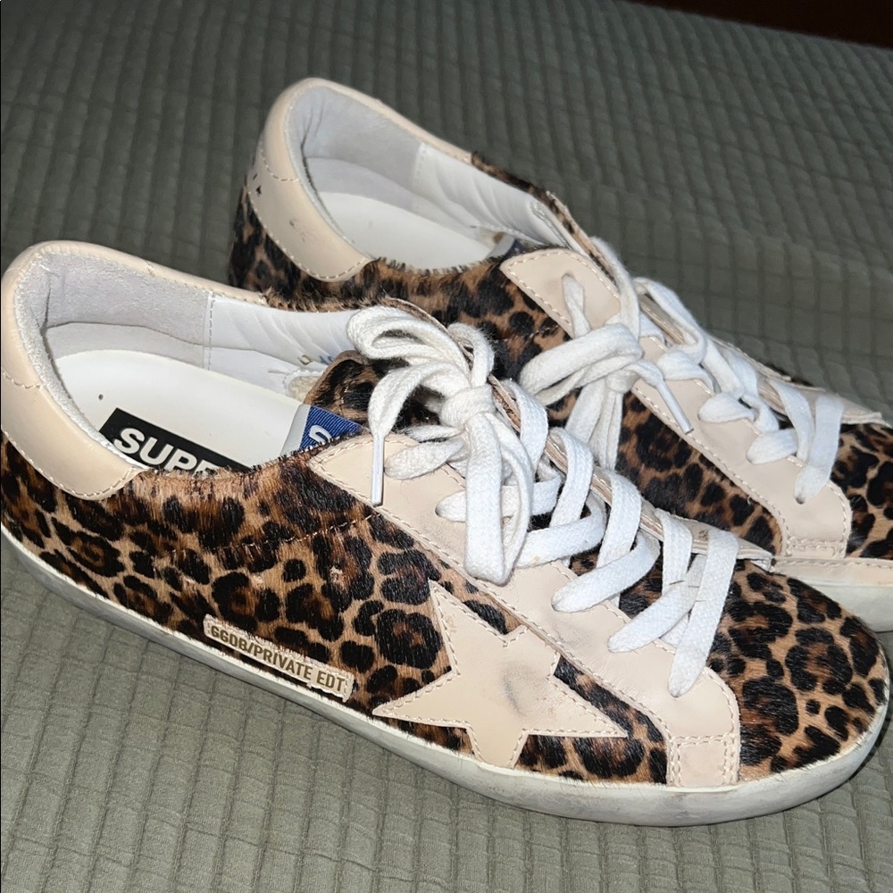 Golden Goose Animal Print Sneakers with White Accents